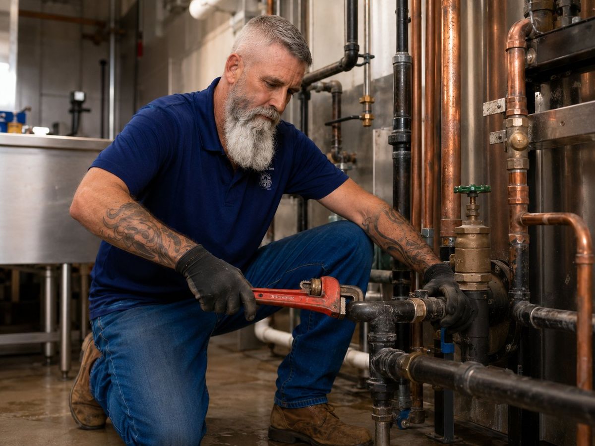 Copper pipe fitting being pressed during a whole-house repipe
